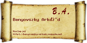 Benyovszky Arkád névjegykártya
